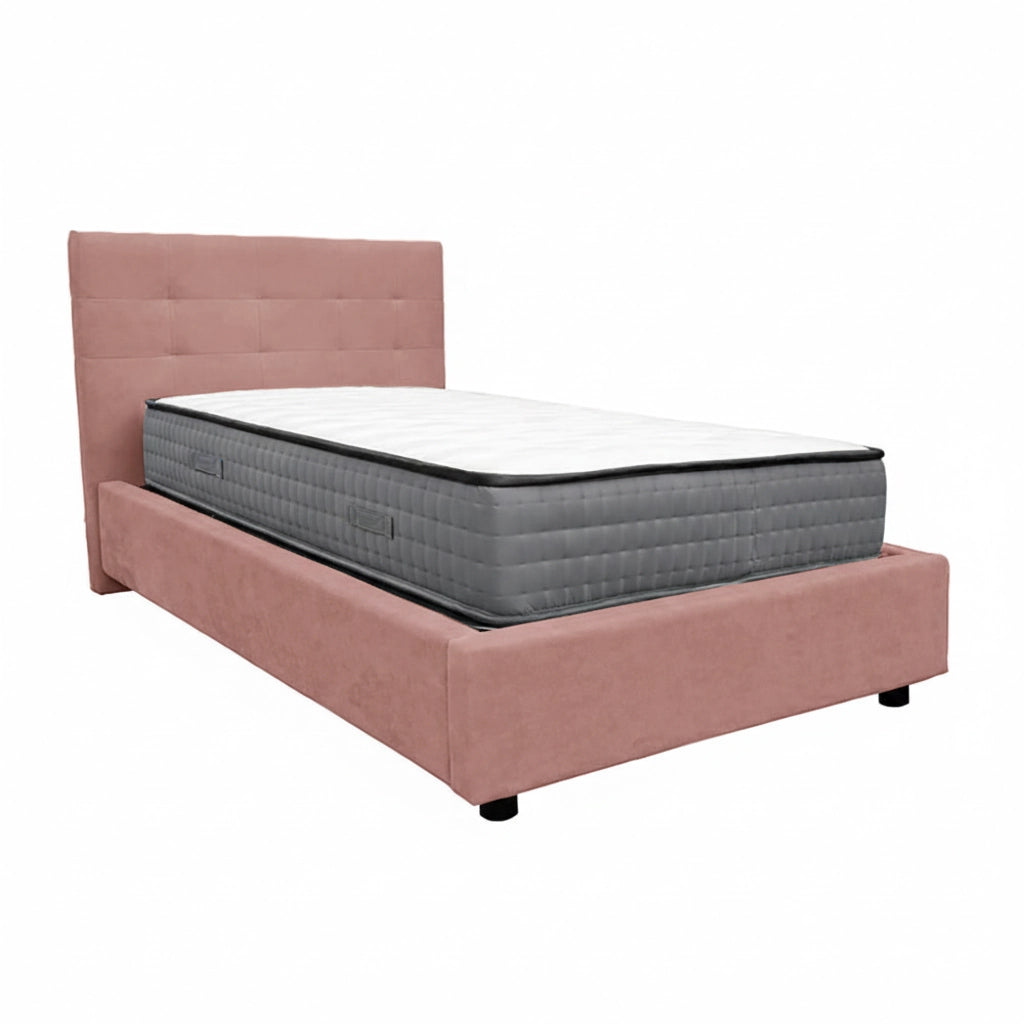 Letto contenitore piazza e mezza 120x190 cm con rete ortopedica a doghe, tessuto Enjoy, made in Italy - 19 Flamingo