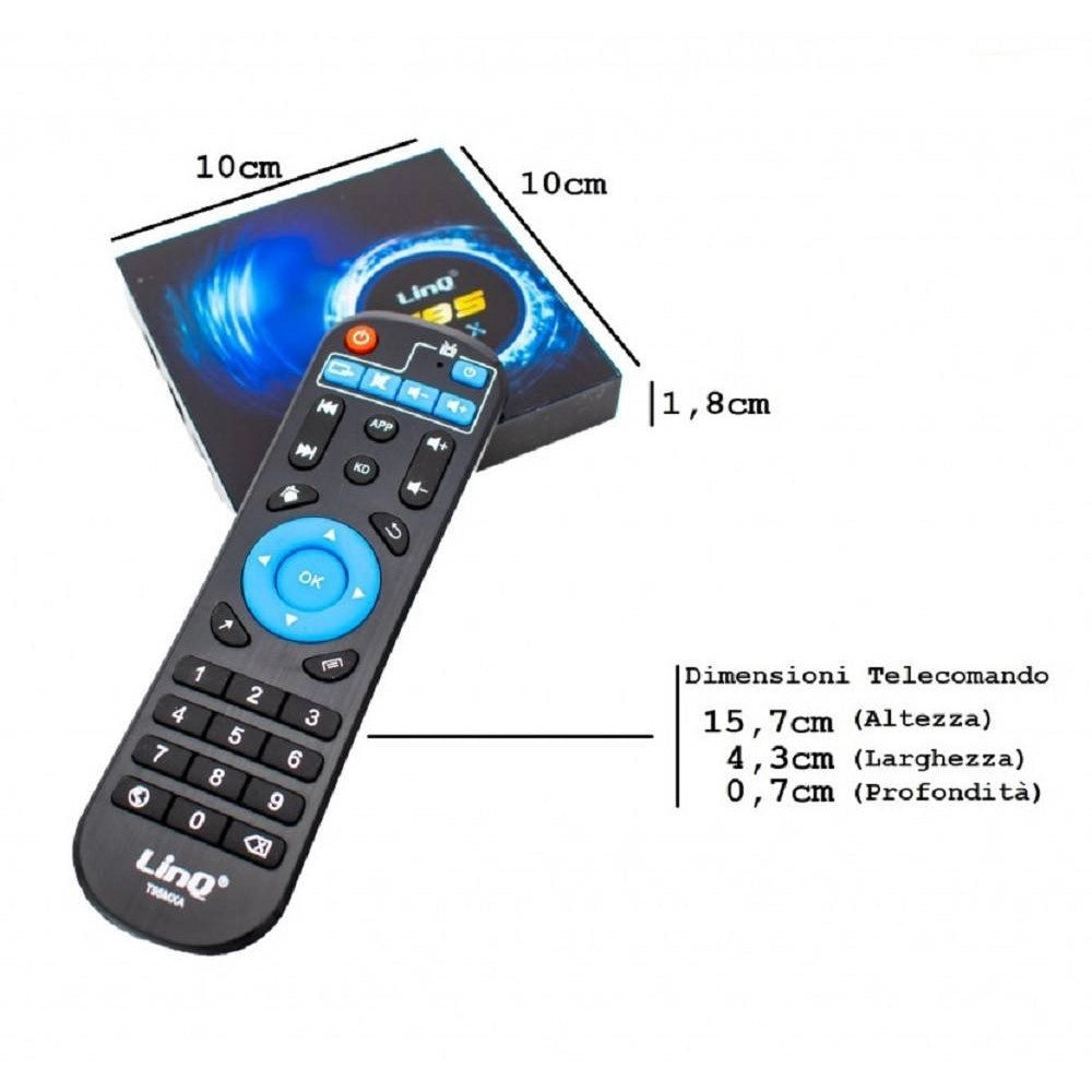 Trade Shop - Box Tv Digitale Hd Android 10.0 T95max Ridotte Dimensioni Full Hd Wifi Usb Telecomando -