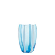 Set 6 Bicchieri Tumbler Gessato Colore Acquamarina in Vetro Soffiato a Bocca Lavorato a Mano Design Moderno ed Elegante per Tavola Raffinata