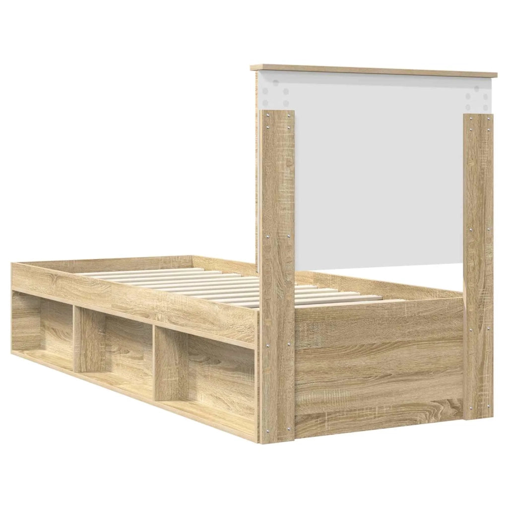 Letto singolo | Letto per adulti | Struttura del letto Rovere Sonoma 75 x 190 cm Pino massello