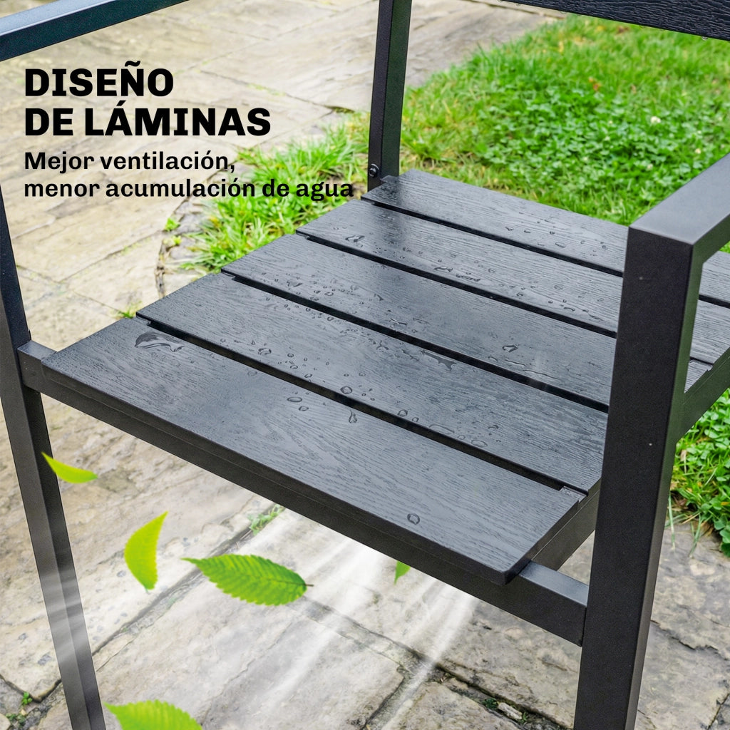 Sedia da giardino impilabile con braccioli ¨C Minimal ¨C Nero 52x51x90 cm