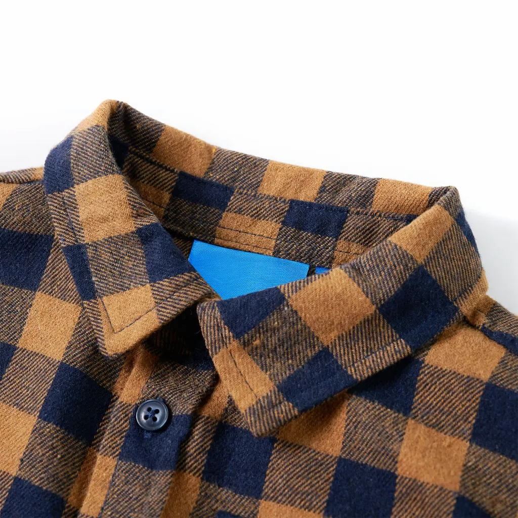Camicia a Quadri da Bambino Cognac e Blu 104 12955