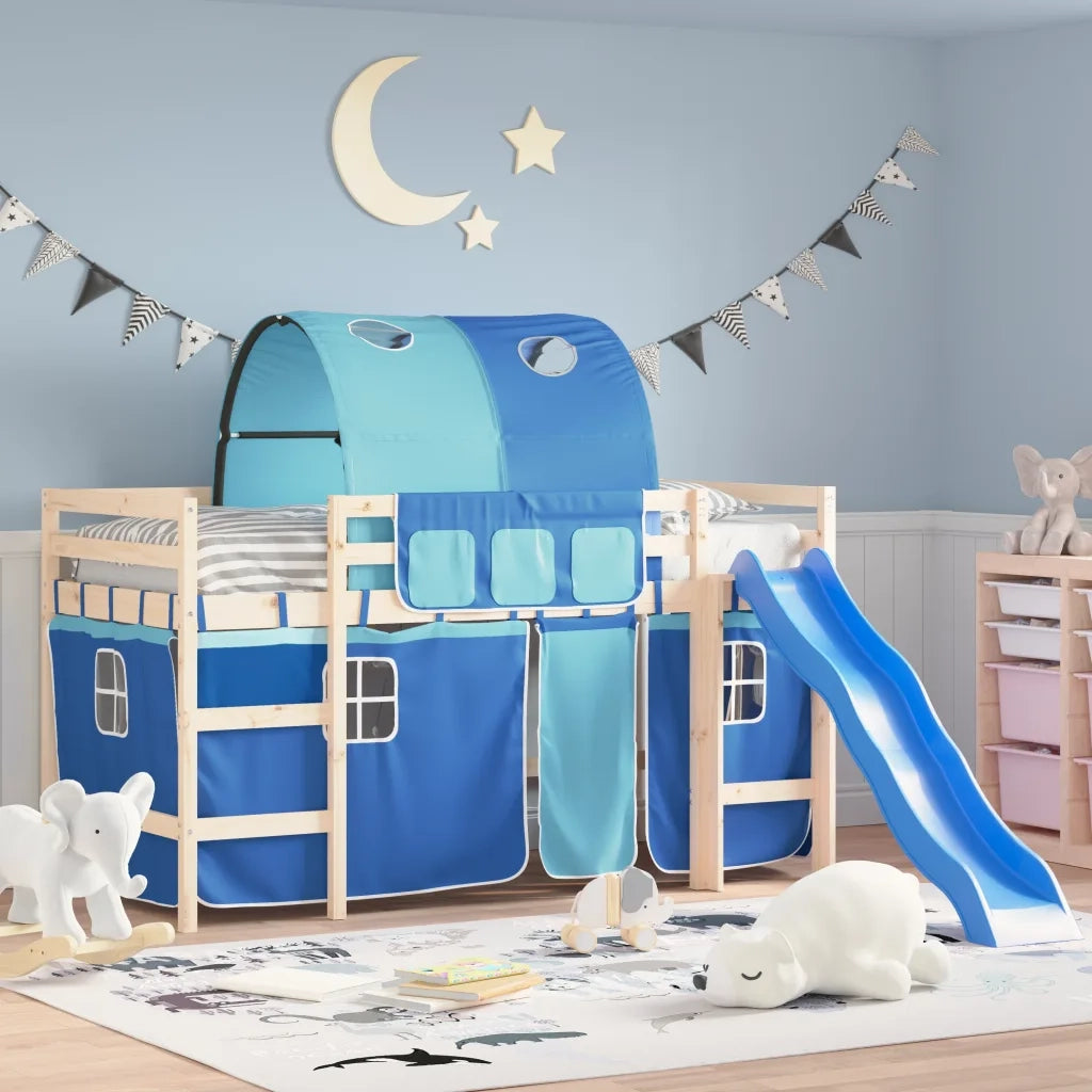 Tende per Letto a Soppalco con Tunnel Blu in Poliestere 835917