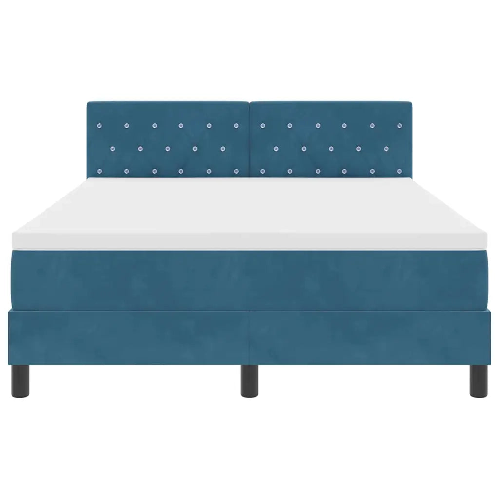 Letto a molle con materasso Blu Scuro 140 x 190 cm Velluto 3339108