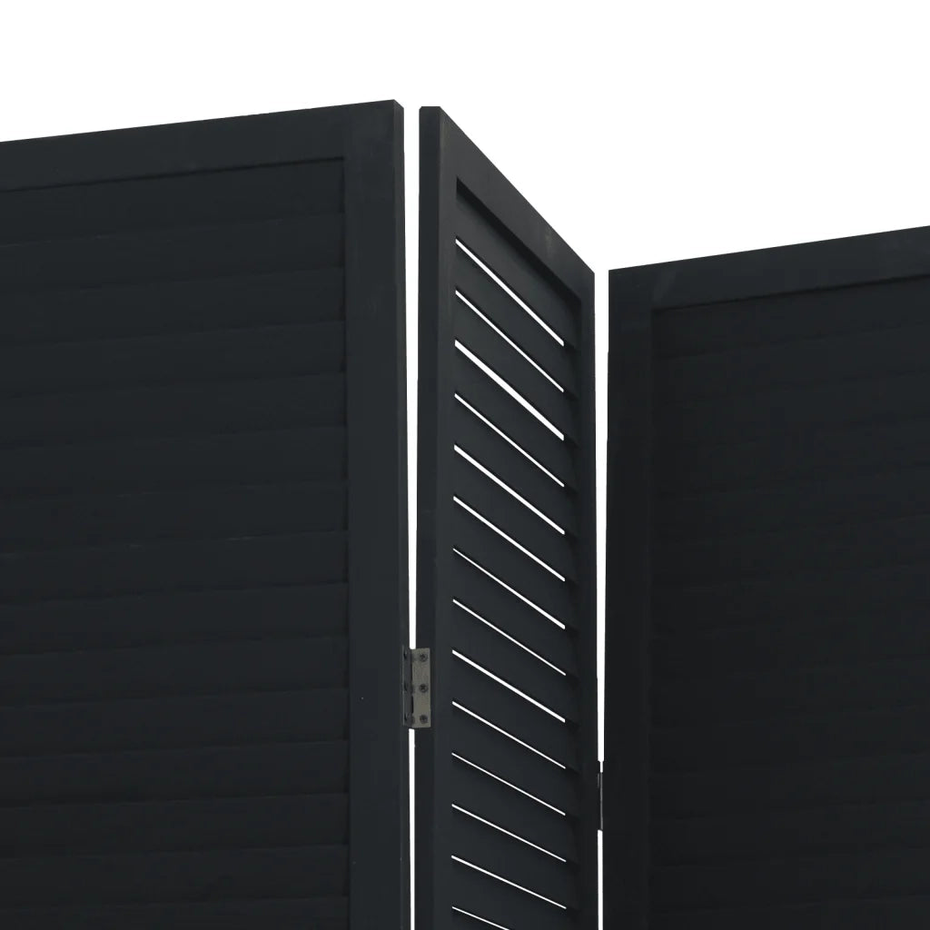 Divisorio Ambienti | Divider per stanze | Paravento 5 Pannelli Nero Legno Massello di Paulownia