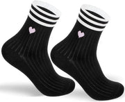 Sokkette Zwart per Donna con Design Retro Bianco, in Cotone, Misura 36-43, Respirante e Comodo