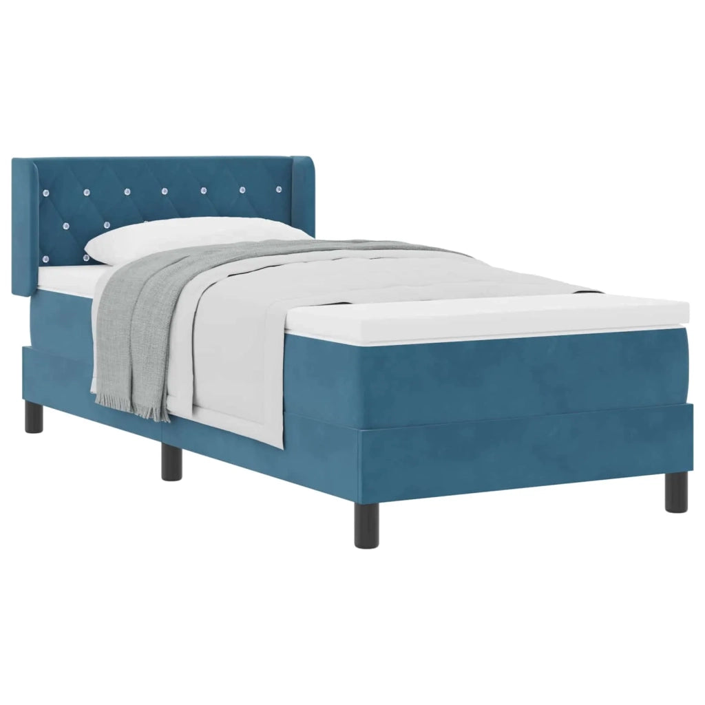 Letto a molle con materasso Blu Scuro 200 x 90 cm Poliestere