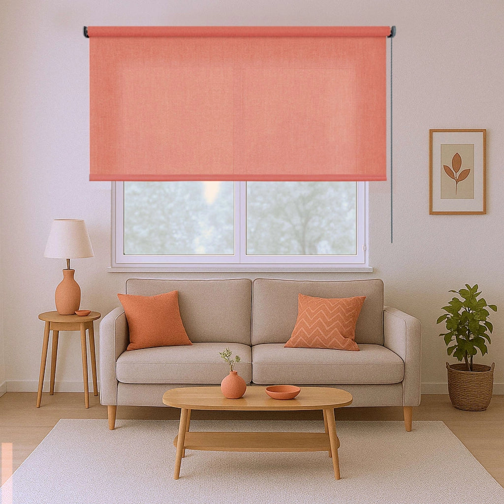 Tenda a Rullo Filtrante, Tenda Avvolgibile Traslucida Liscia Per Finestre e Porte Corallo 100x250 cm