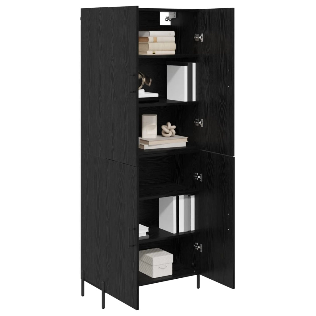 Credenza-Buffet-Armadio da cucina Rovere Nero 69,5 x 34 x 180 cm Legno multistrato 680849