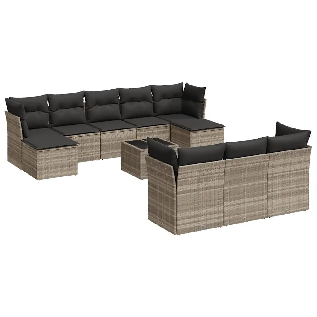 Set Divani da Giardino 11 pz con Cuscini in Polyrattan Grigio