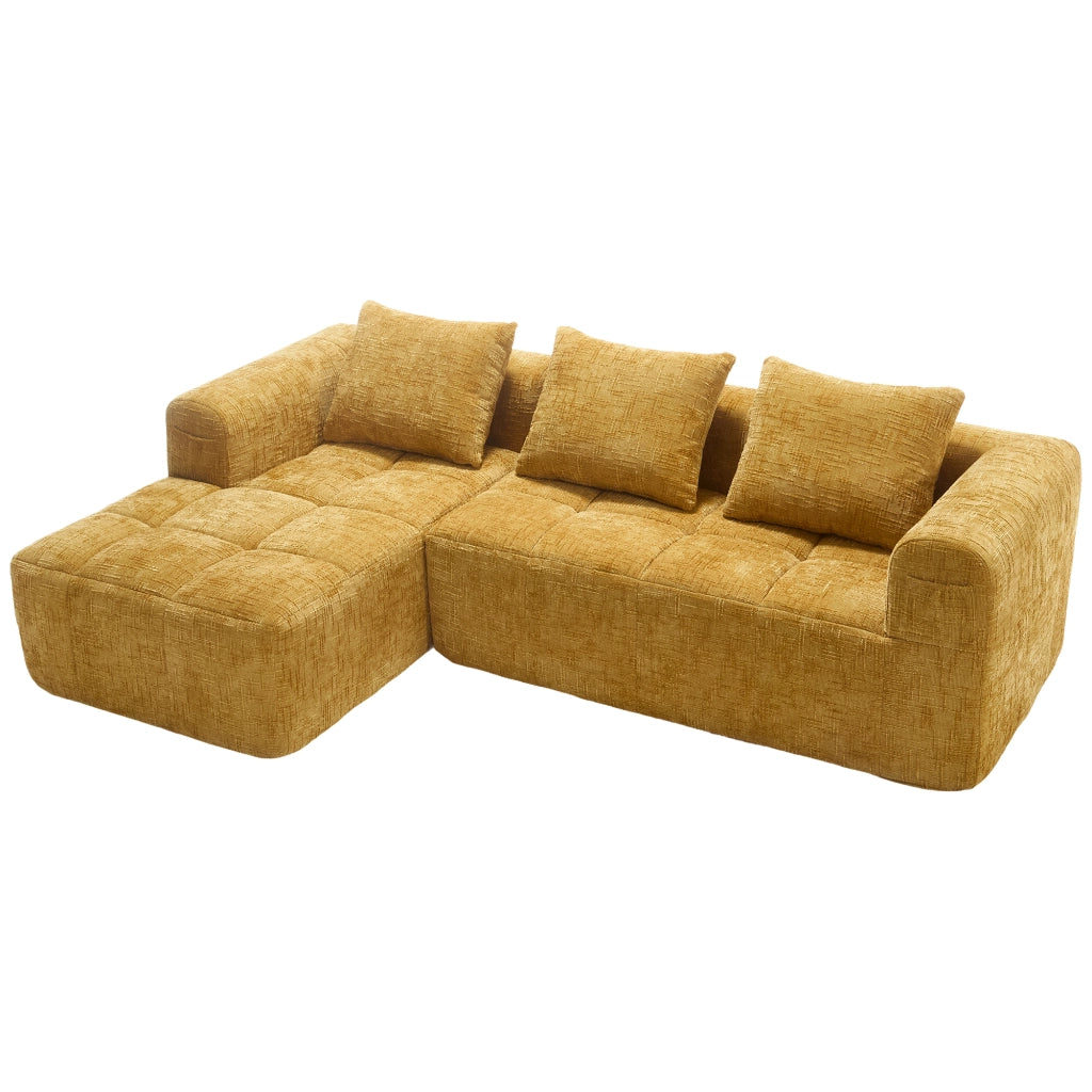 Divano sezionale moderno - Zephmum- 3 posti, chenille, giallo