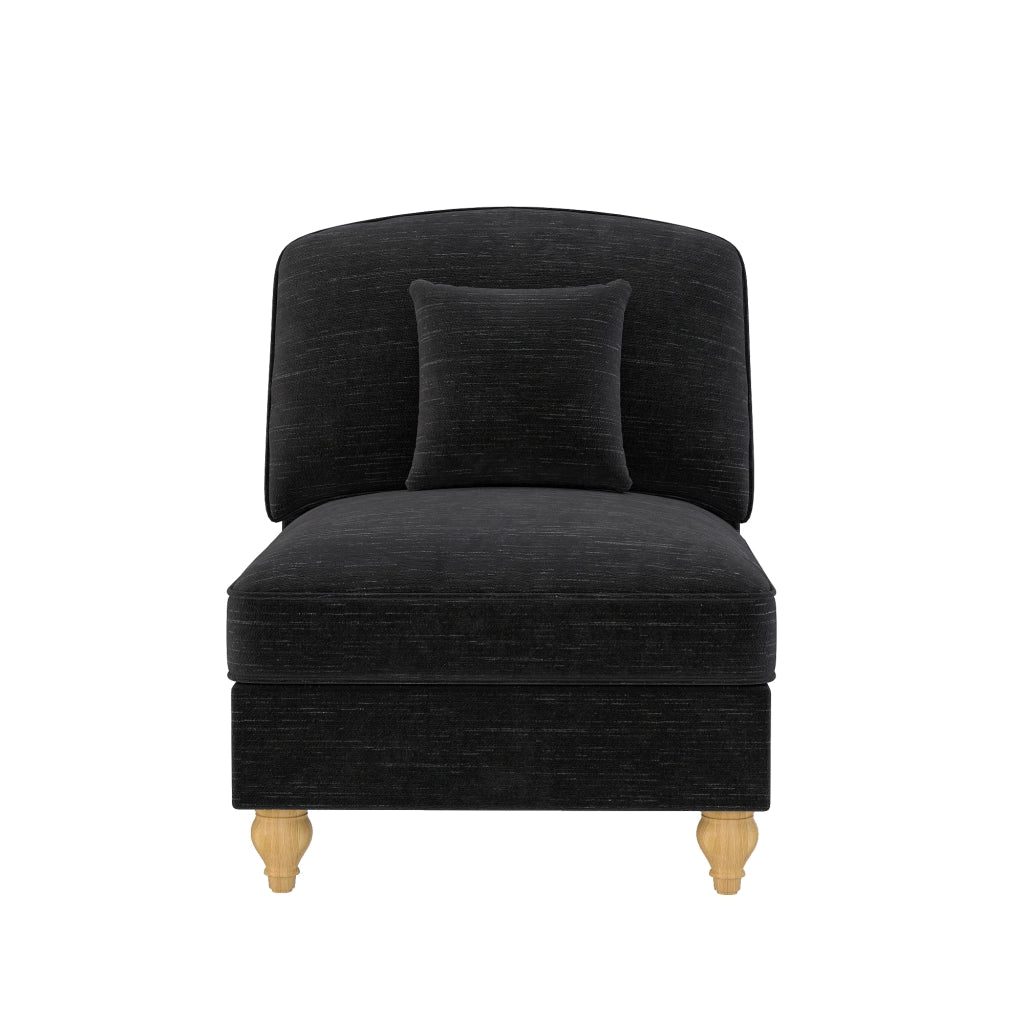Divano senza braccioli Chenille - Zephmum- 1 cuscino - Nero