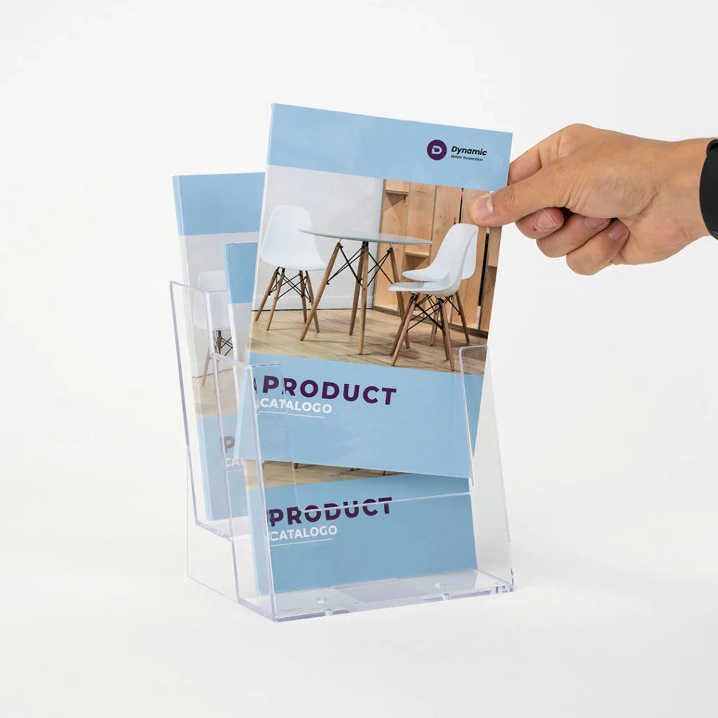 Porta depliant da banco in plexi 2 tasche A5