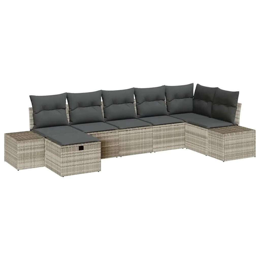 Set Divano da Giardino 7 pcs Grigio chiaro polyrattan
