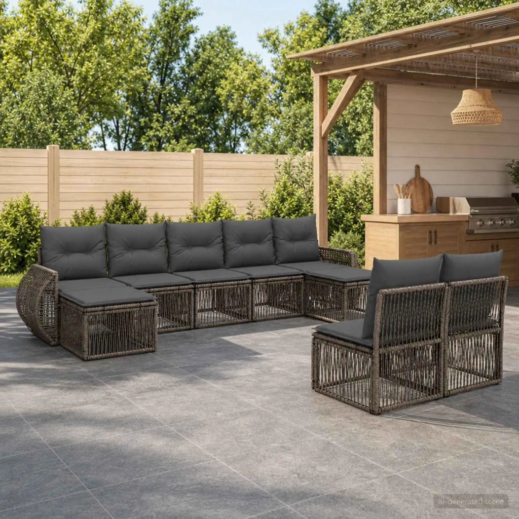 Set Divano da Giardino 9 pz Grigio e Grigio Scuro polyrattan 3435533