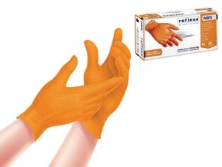 GUANTO IN NITRILE GRIP 3D GR.8,4 SENZA POLVERE ARANCIONI- - tg.L in conf. da 50 pz. - 2 pezzi