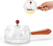 Teiera con Infusore - Set di Teiera Portatile per Tè in Fiore - 360 Gradi di Rotazione e Maniglia in Legno - Ideale per Camping