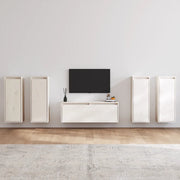 Mobili Porta TV 5 pz Bianchi in Legno Massello di Pino 623314
