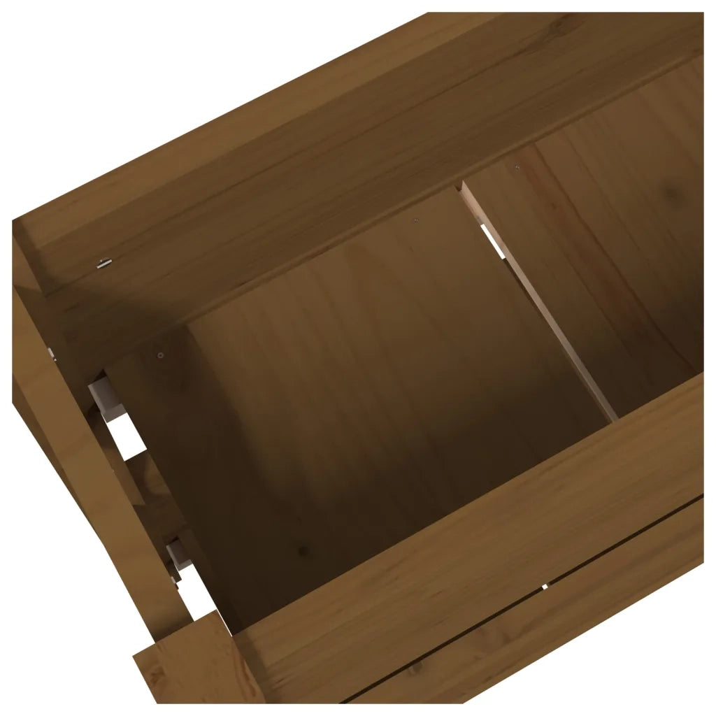 Fioriera | Cassetta per fiori | Vaso Marrone Ambra 77x25x66 cm in Legno Massello di Pino