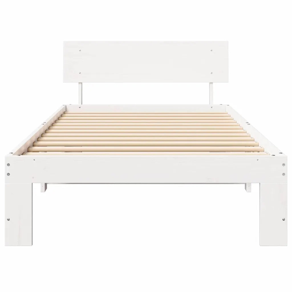 Letto singolo | Letto per adulti | Struttura del letto Bianco 100 x 200 cm Pino massello