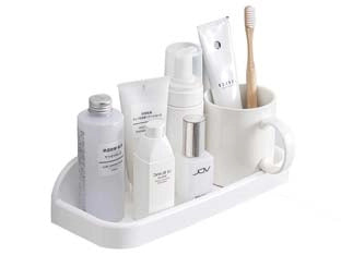 MENSOLA BAGNO RETTANGOLARE IN PP- - mm.294x110x70 - colore bianco - 3 pezzi AGLAIA