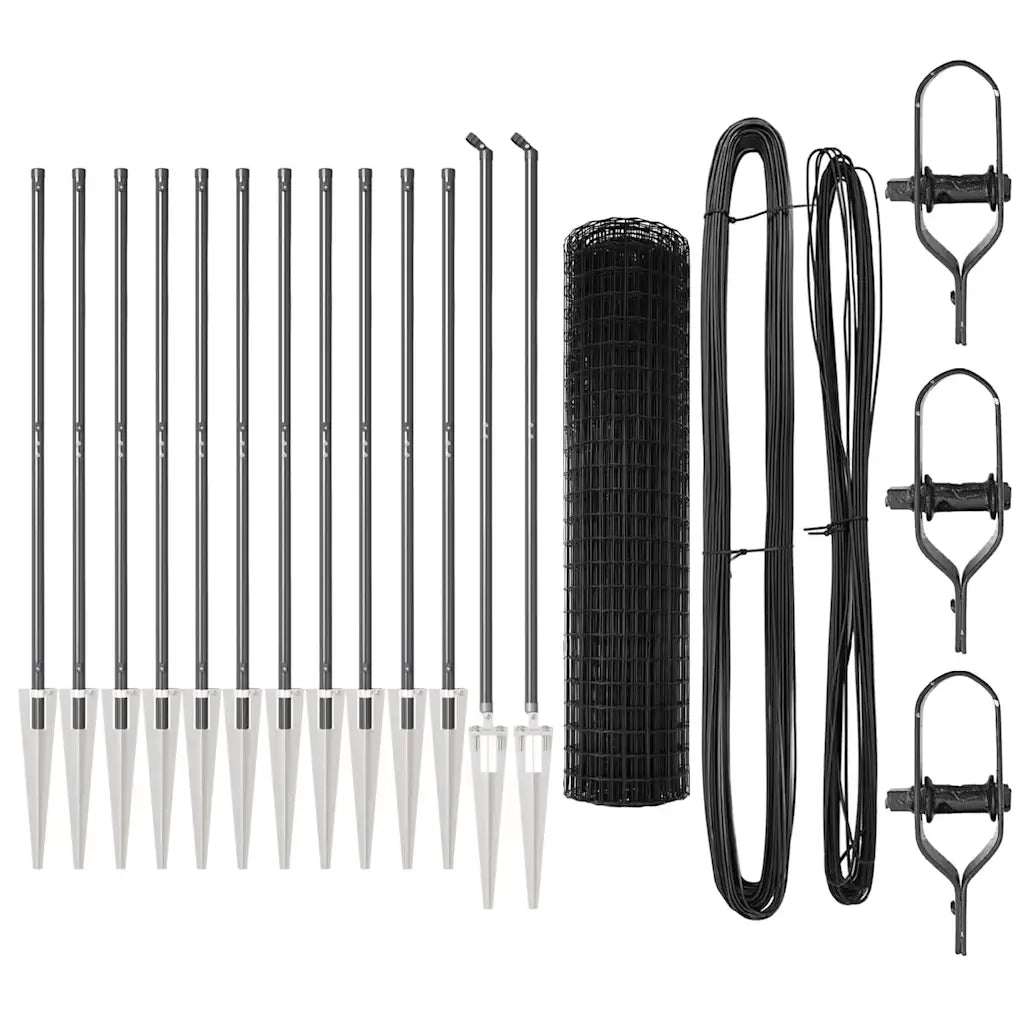 Recinzione da Giardino | Recinzione con Posto Grigio 1,2 x 25 m Acciaio e PVC
