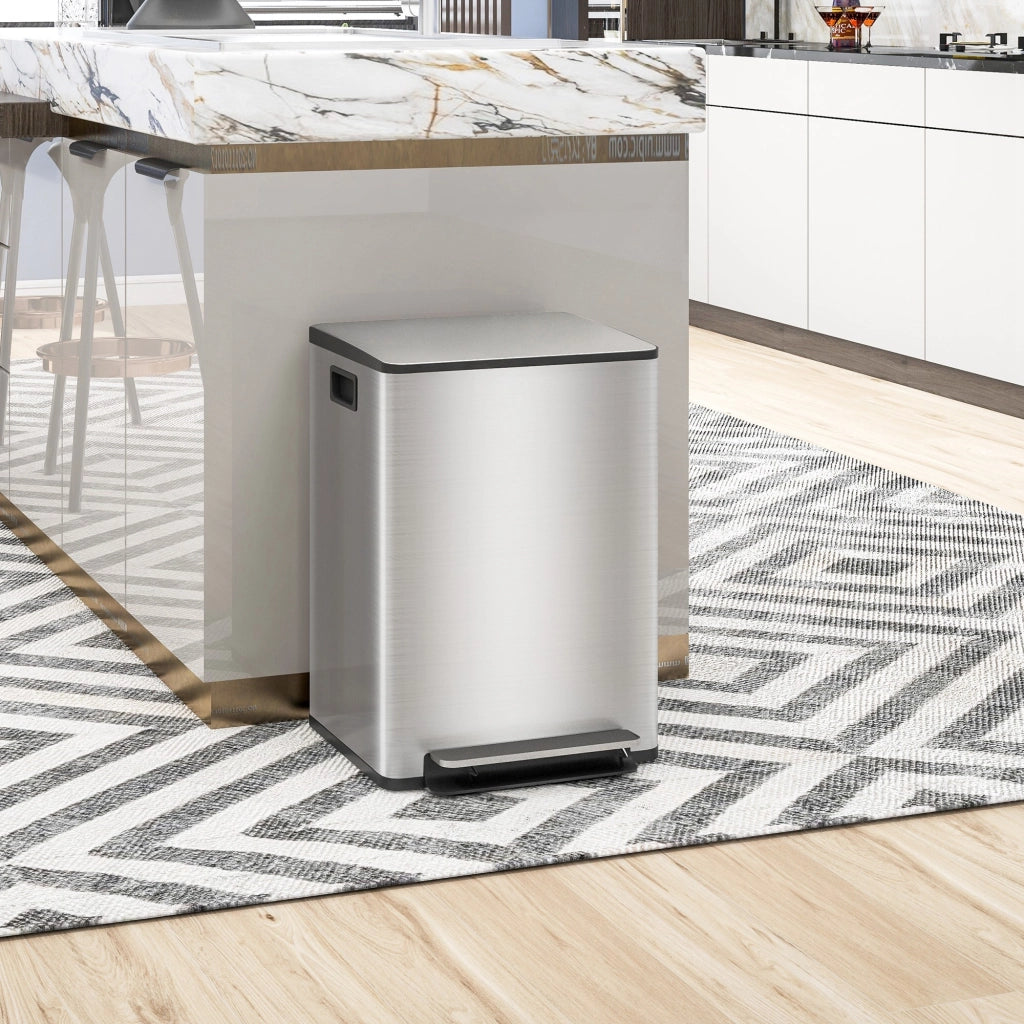 Pattumiera a pedale 2 scomparti ¨C Xylo ¨C 2x20L acciaio inox chiusura soft