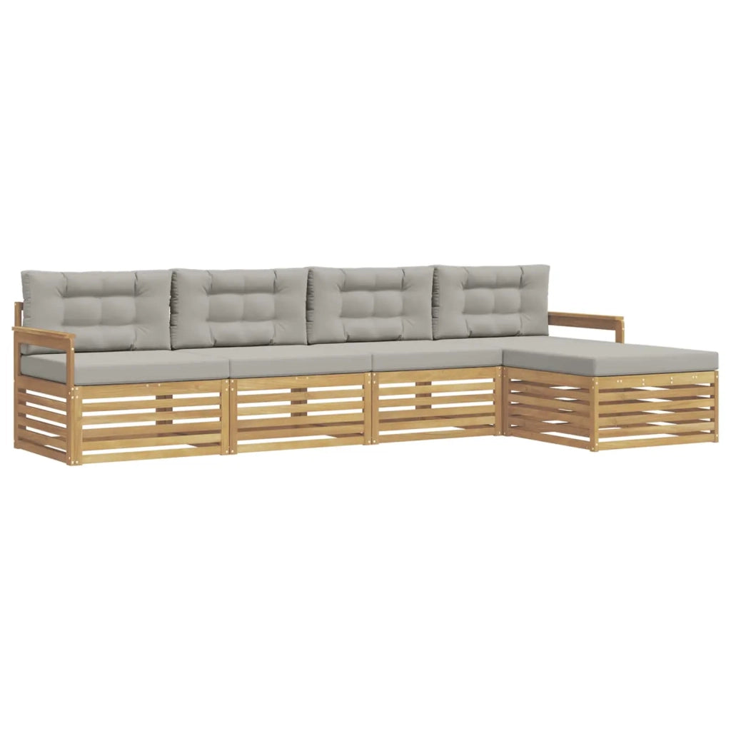 Set di divani da esterno 5 pz Bianco e Grigio Chiaro Poliestere 3390311