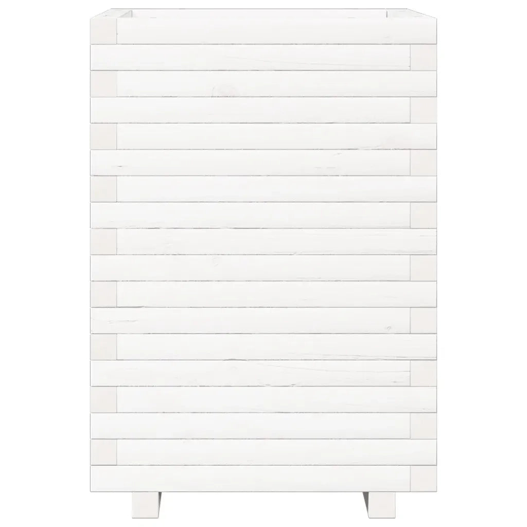 Fioriera da Giardino Bianca 50x50x72 cm Legno Massello di Pino