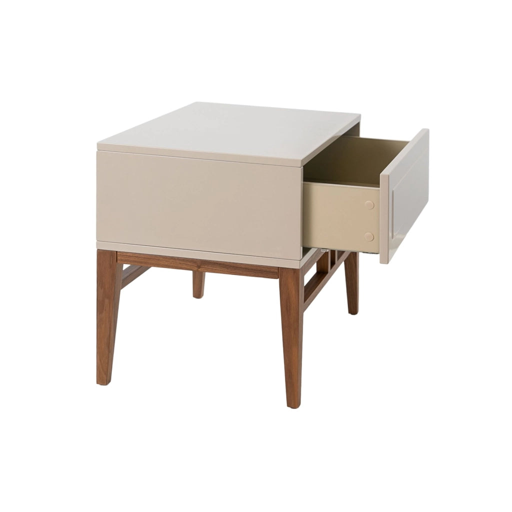 Comodino in legno beige e noce