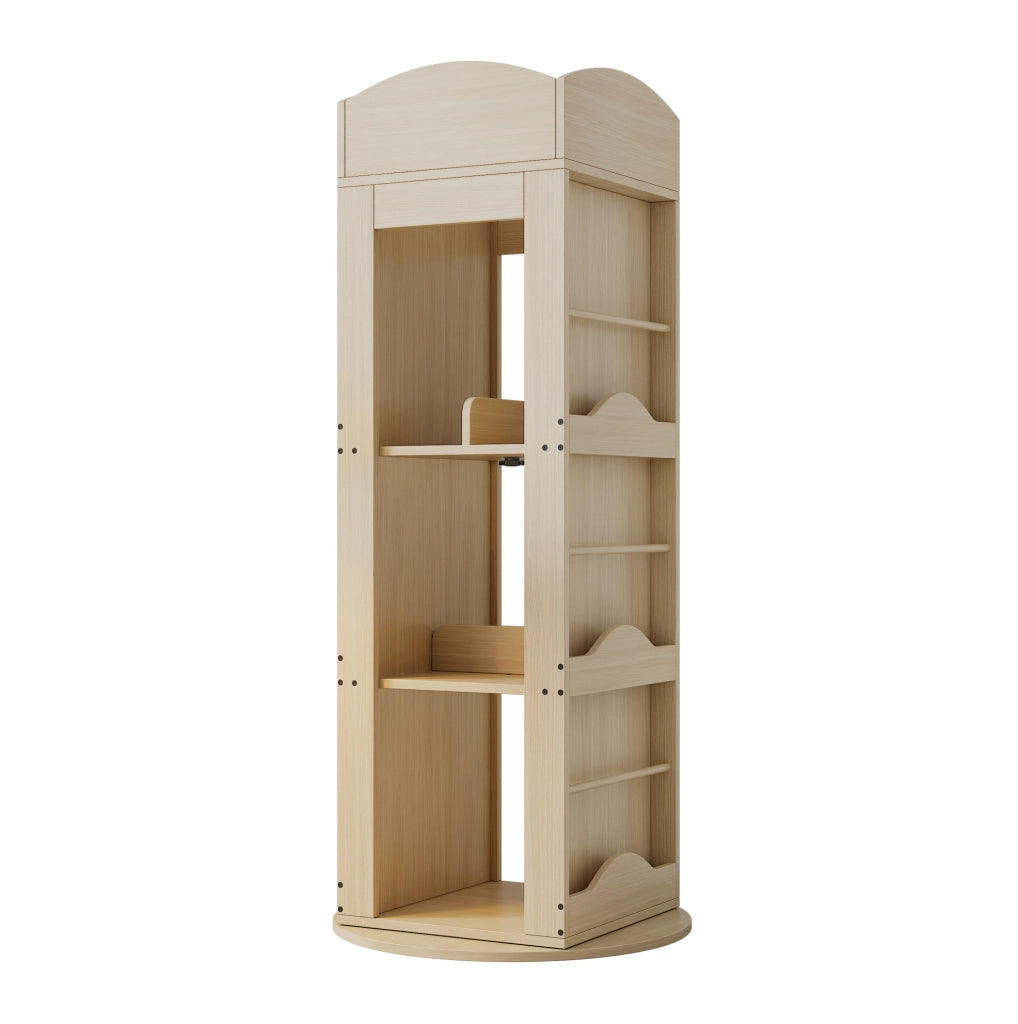Libreria girevole a 360° multifunzione in MDF colore naturale