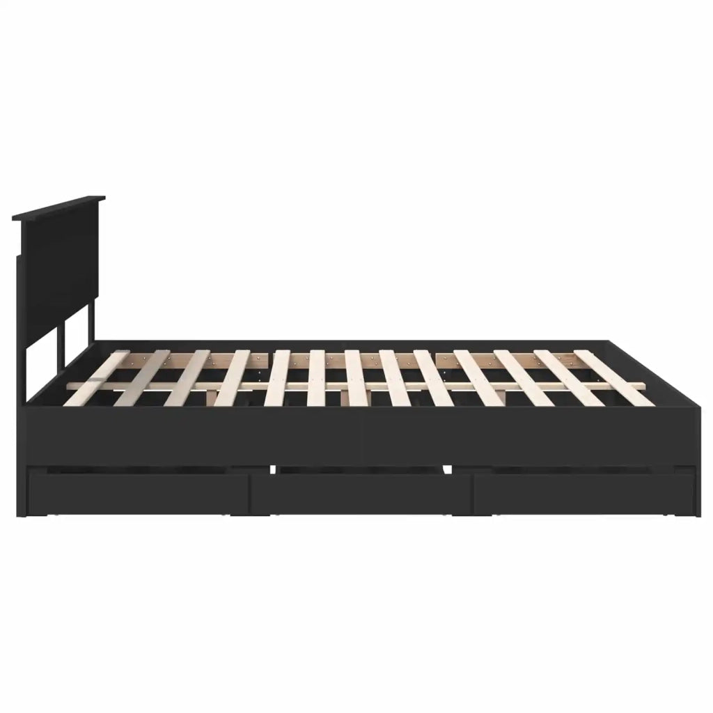 Struttura del letto Nero 200 x 200 cm Legno Ingegnerizzato 3407950