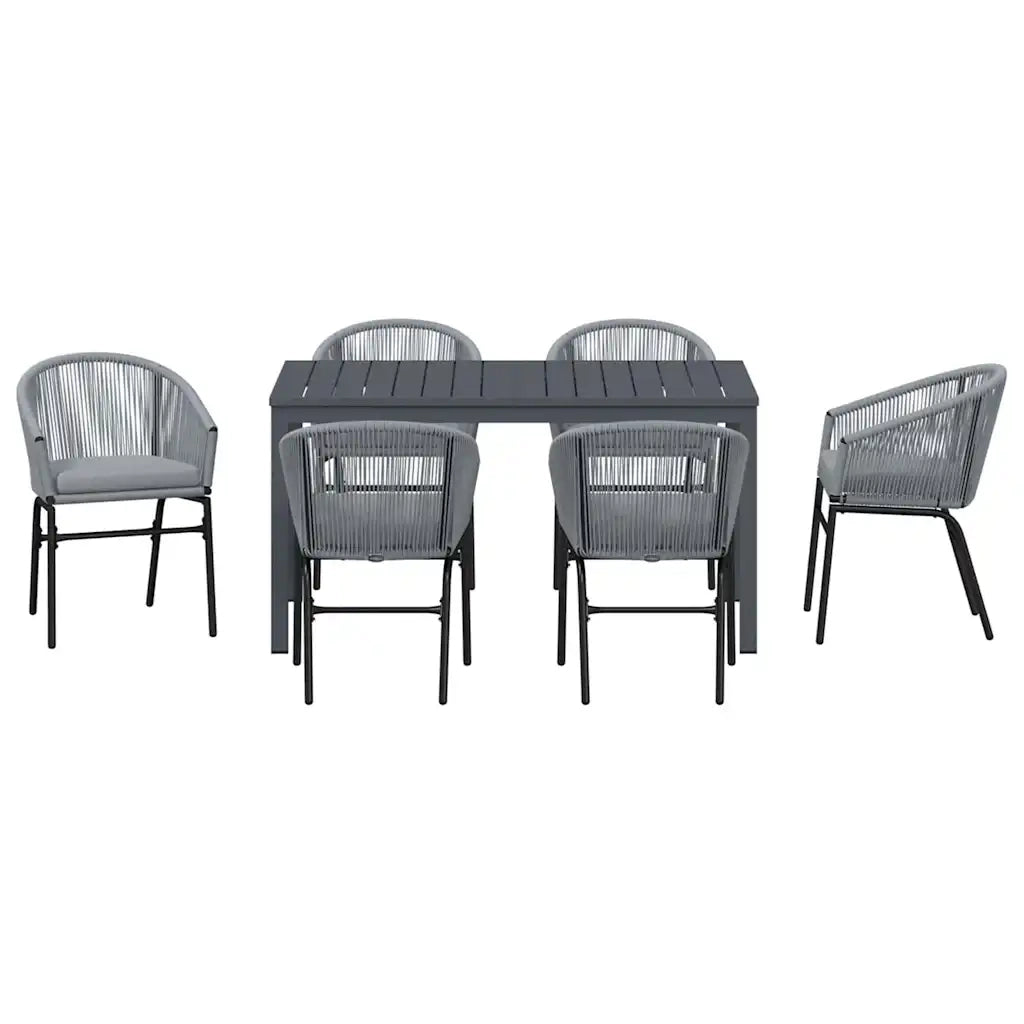 Set da Pranzo per Giardino 7 pcs Grigio polyrattan 3378826
