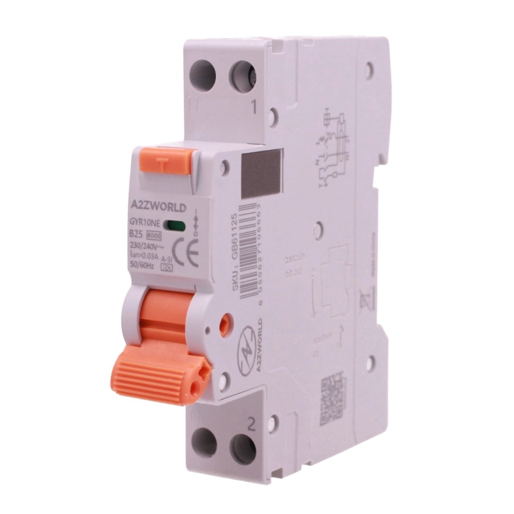 RCBO Interruttore Magnetotermico Differenziale Tipo A-SI Super Immunizzato, Curva B 1P+N 1M 6000A 30mA AC 230V IP20, GYR10N, Disponibili 6A 10A 16A 20A 25A 32A 40A (B25A)