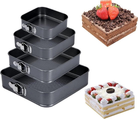 Set di Springform per Biscotti - Springform 4 Dimensioni diverse - Set di Springform - Biscottiera Quadrata - Springform 22 - Springform 24 - Springform 26 - Springform 28