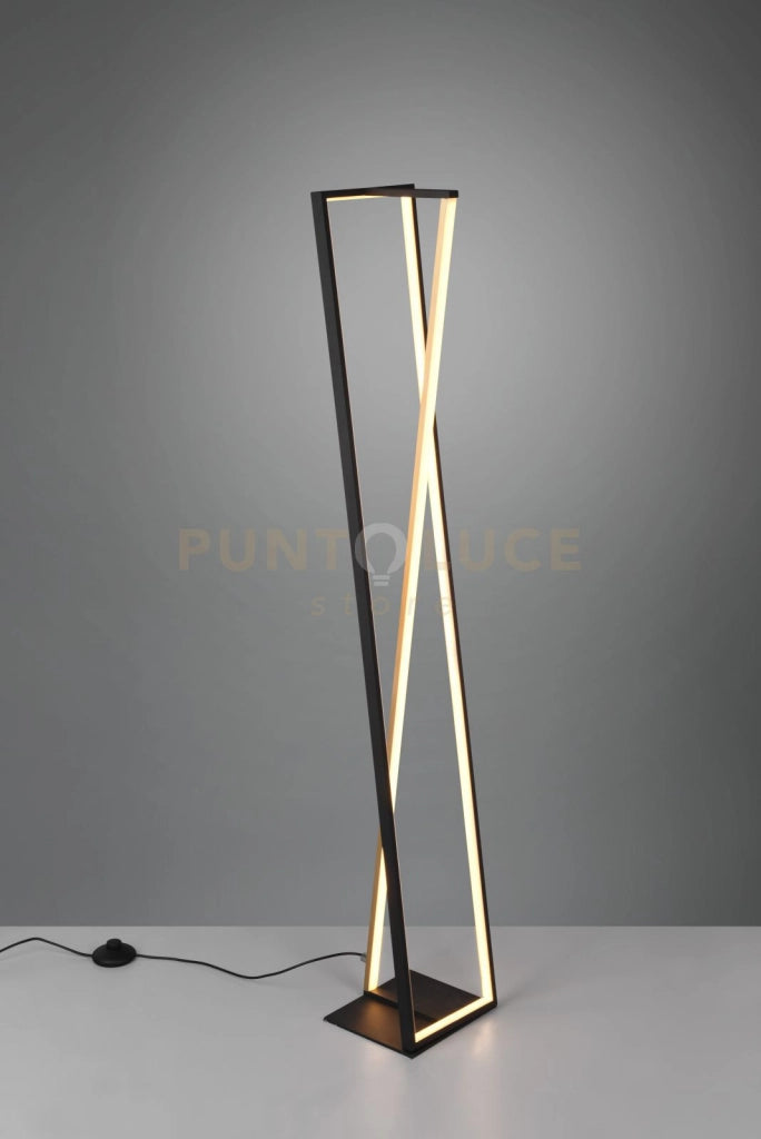 EDGE PIANTANA LED 26W 2950lm, 2300+3000+4000K RETTANGOLARE NERO E OTTONE SATINATO DIMMERABILE H. 124CM