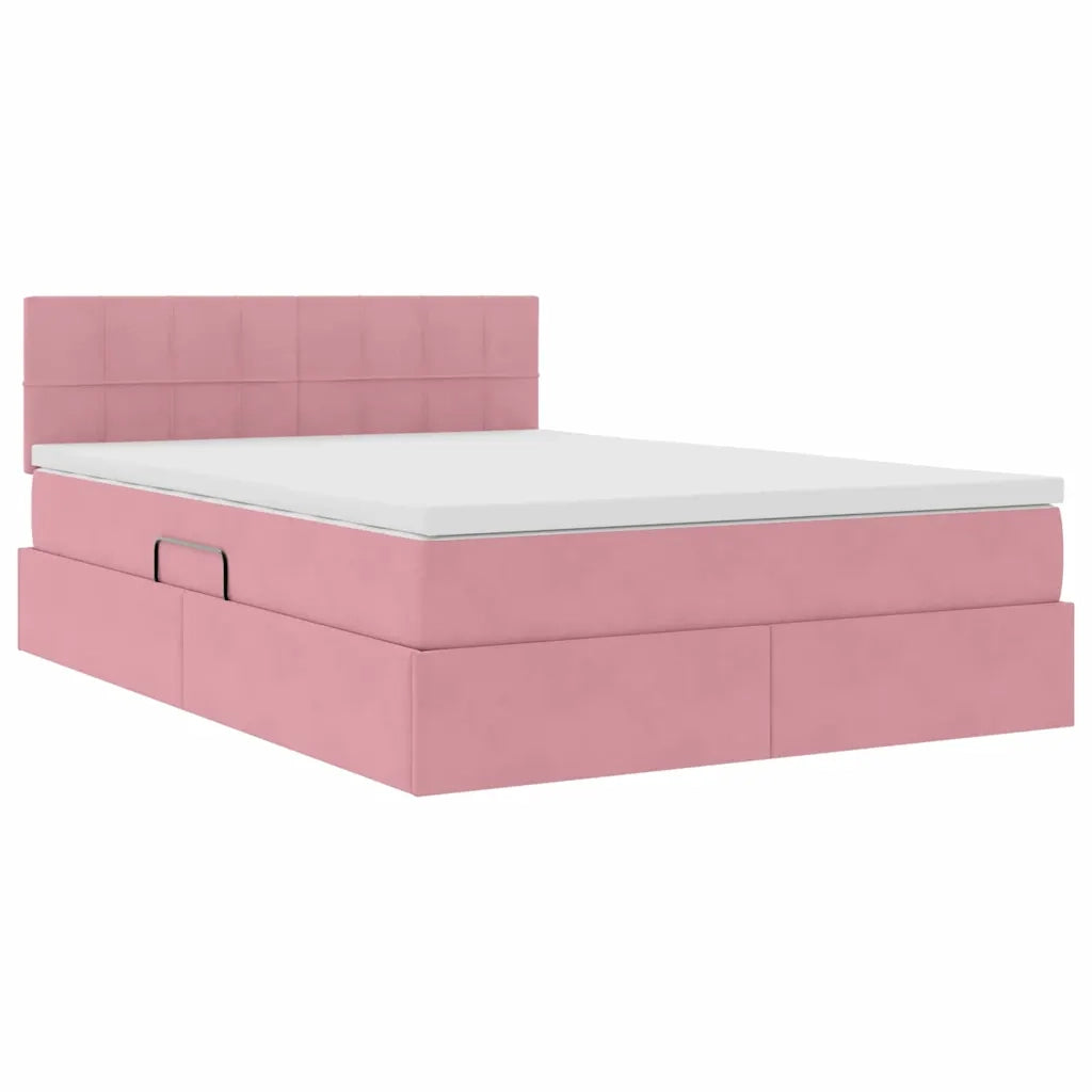 Letto con Contenitore con materasso Rosa 140 x 200 cm Velluto 3370766