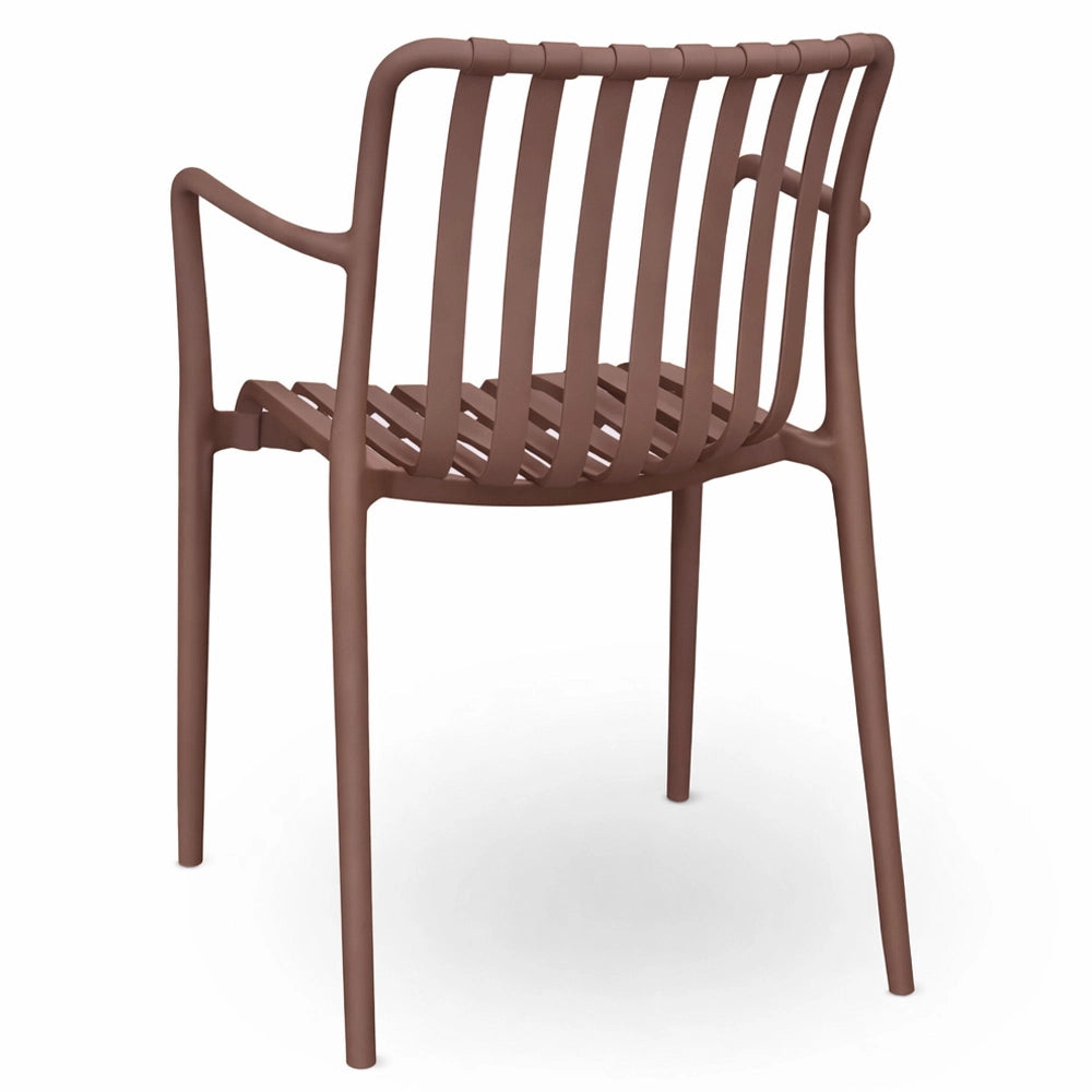 Sedia Iside da esterno in plastica marrone comfort premium con braccioli