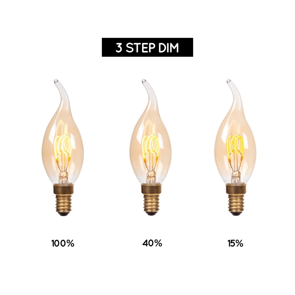 Lampadina LED filamento E14 ambra fiamma 3W Lucide