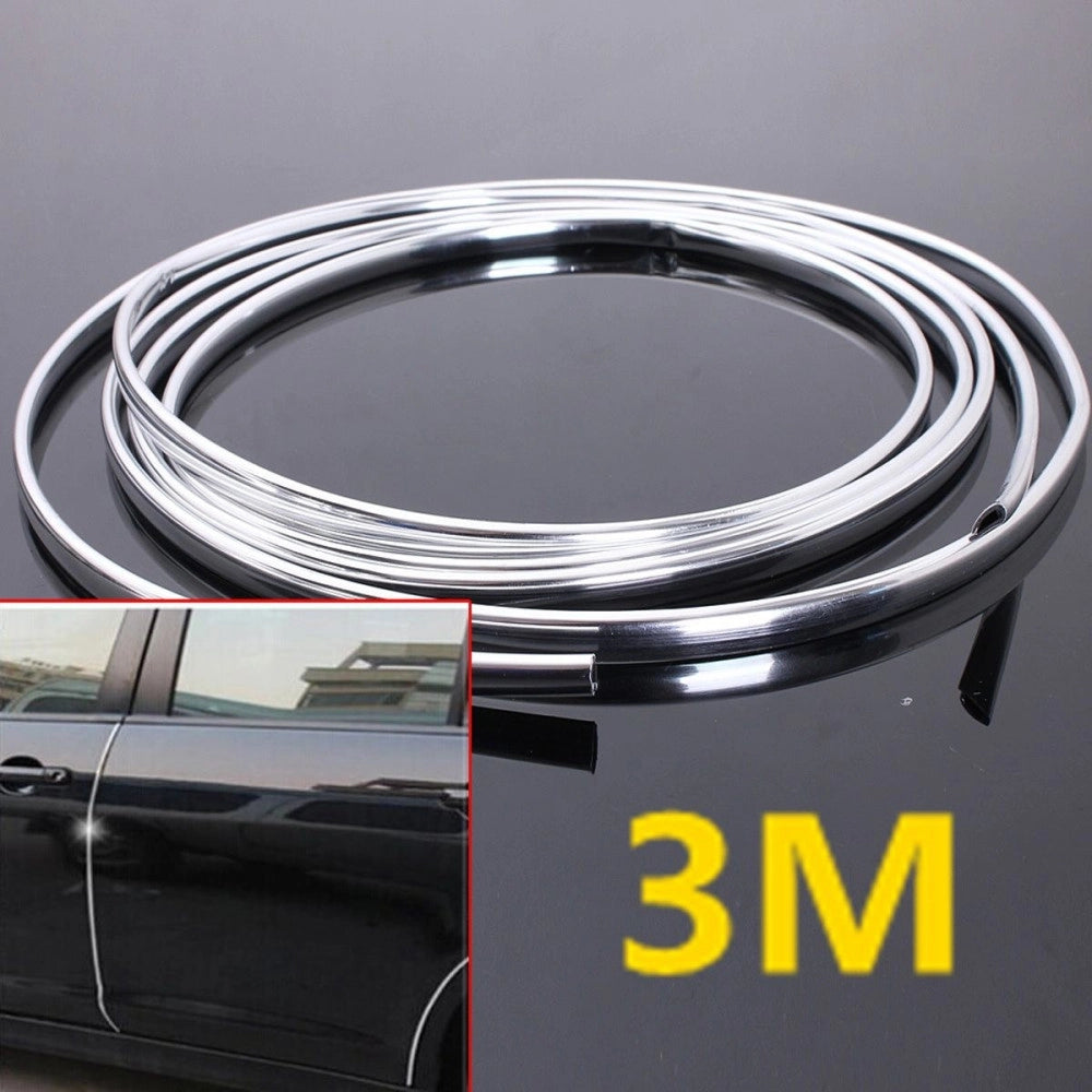 Trade Shop - Profilo Cromato Fascia Adesiva Adesivo Auto Camper 15 Metri 15 Mm Impermeabile -