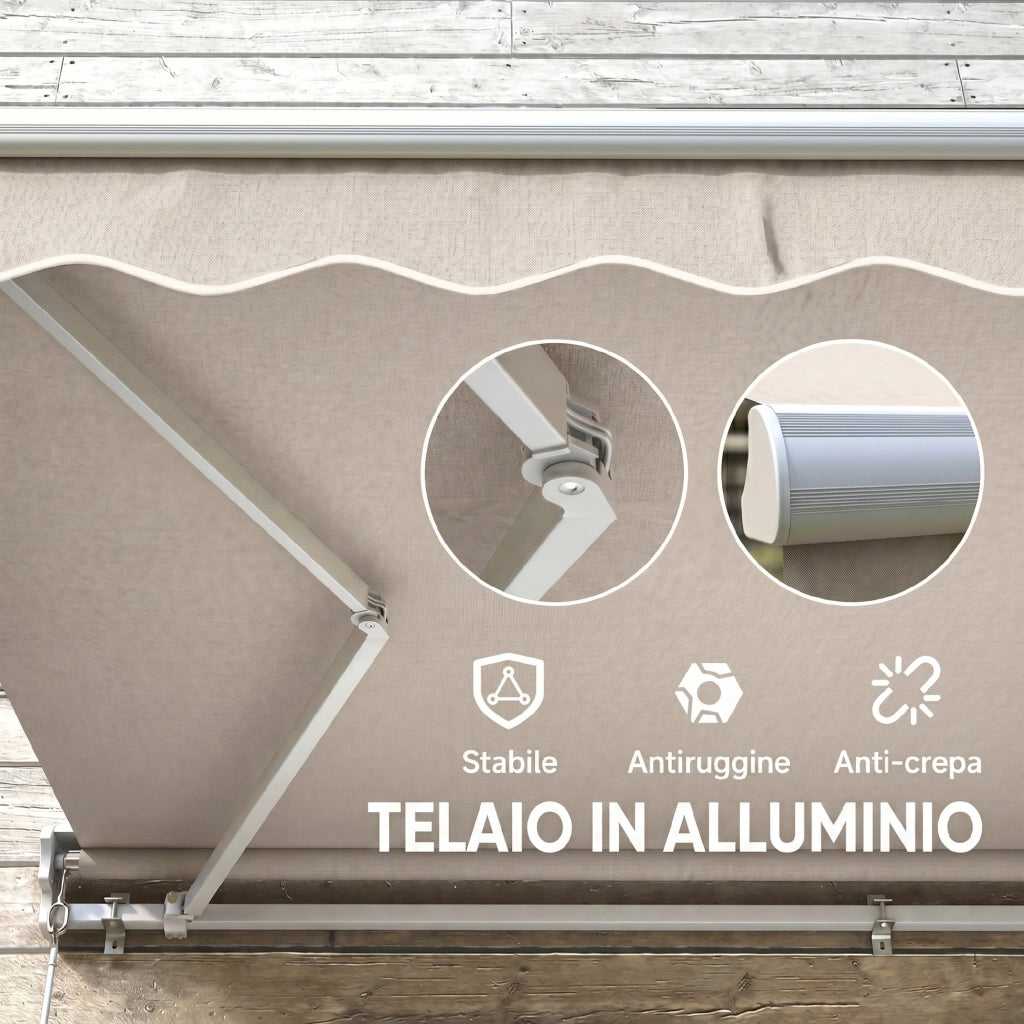 Tenda da Sole Avvolgibile con Manovella ¨C Xylo ¨C Beige 3x2.5m Metallo Poliestere