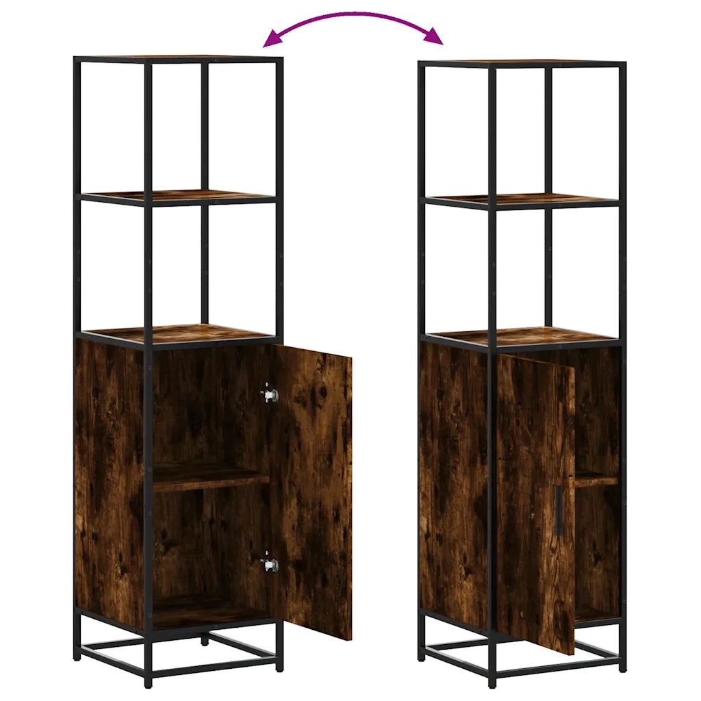 Credenza-Buffet-Armadio da cucina Rovere Fumo 35,5x35x139 cm Legno Multistrato Metallo 167859