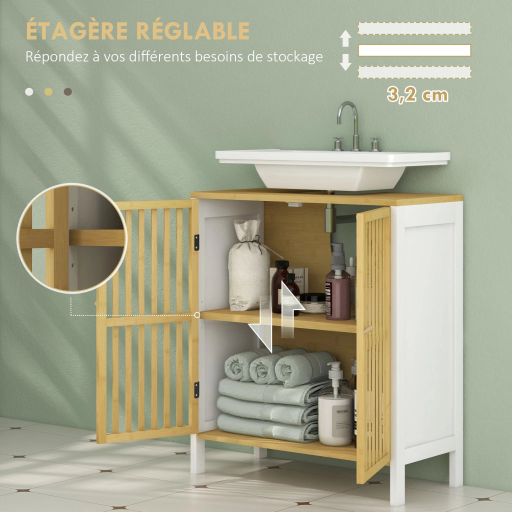 Mobile sottolavabo con ante e ripiano regolabile ¨C Xylo ¨C Bamb¨´ e MDF 60x30x70 cm