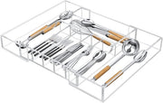 Organizzatore di accessori da cucina in acrilico - utensili e oggetti di uso comune - organizzatore di accessori da tavola espandibile - lattina da cucina per ufficio e bagno - articoli necessari - trasparente - 53 cm