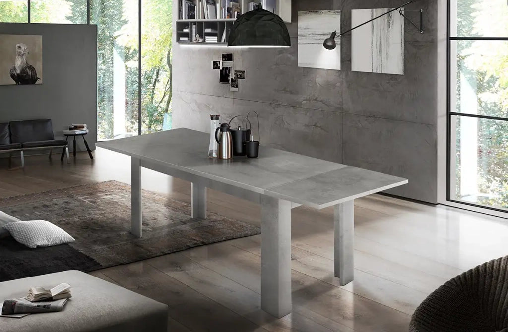 Tavolo allungabile 90x140-190 grigio per sala da pranzo soggiorno Jesi Stone