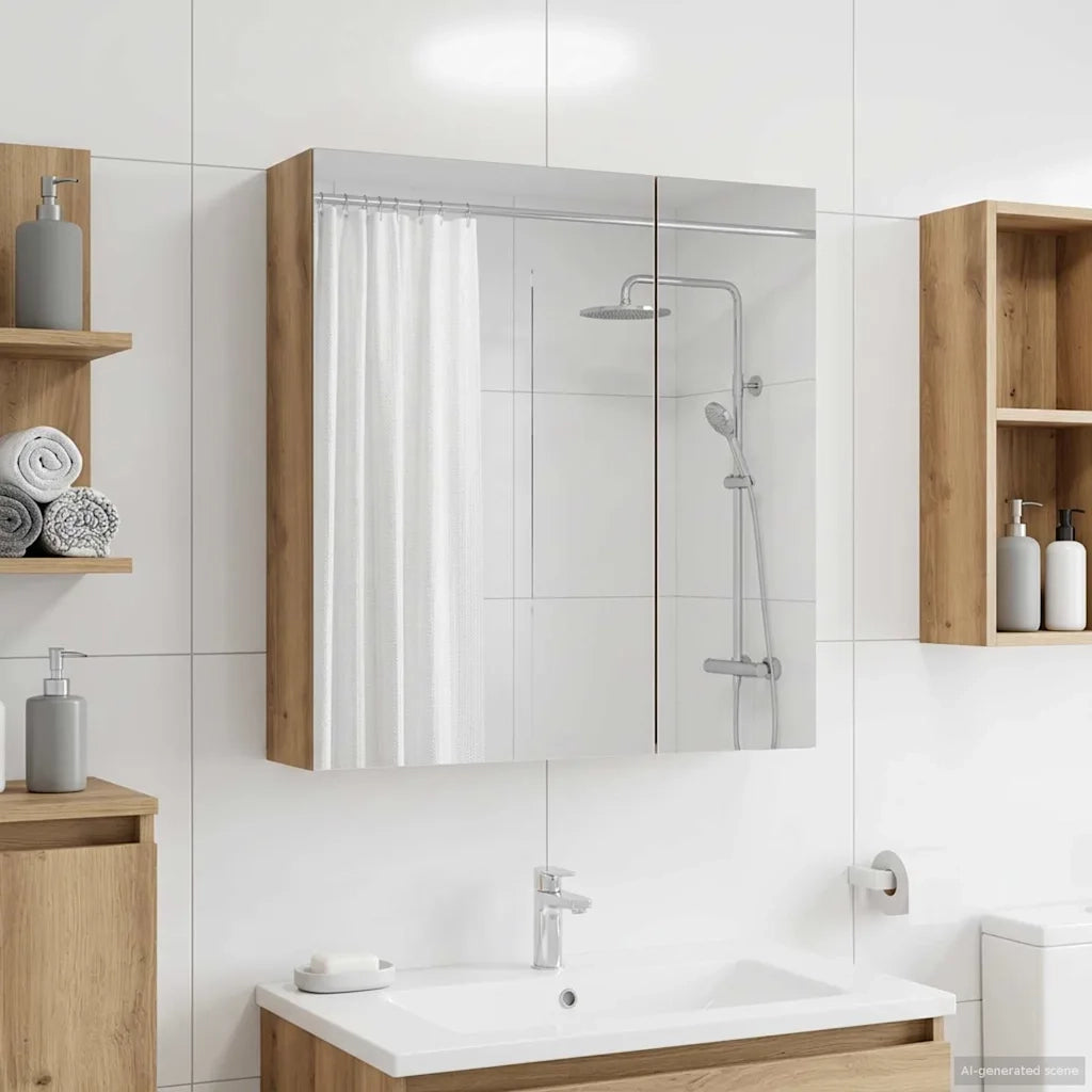 Mobiletto per specchio da bagno con porta Rovere Artigianale 889062