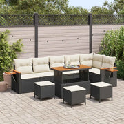 Set Divano da Giardino con cuscino 10 pcs Nero e Crema