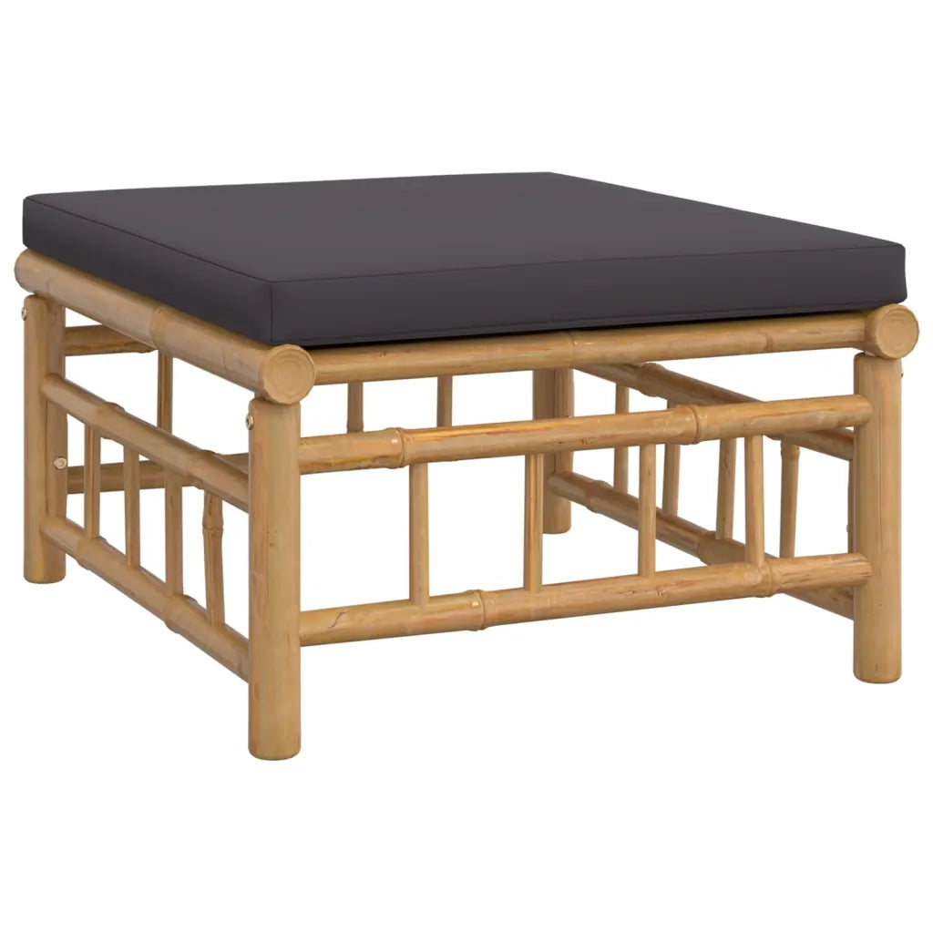Set Salotto da Giardino 4pz con Cuscini Grigio Scuro Bambù 3155235