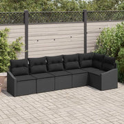 Set di divani con cuscino 6 pcs Nero polyrattan