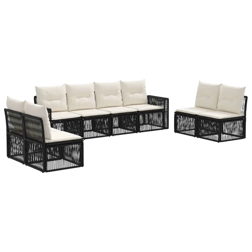 Set Divano da Giardino 8 pz Nero e Bianco Crema polyrattan 3435097